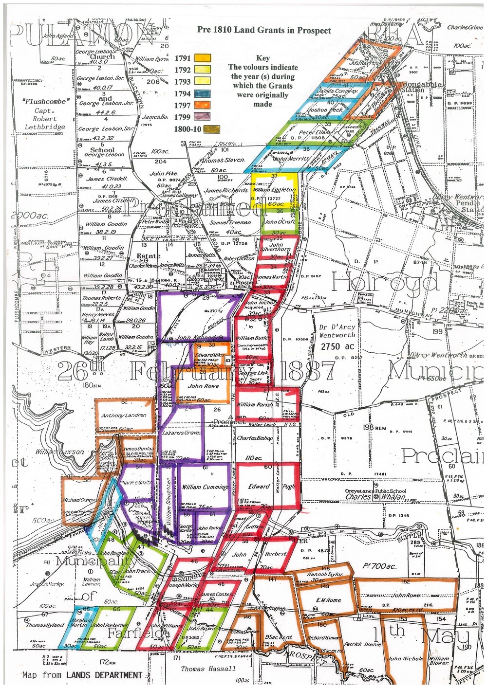 Pre 1810 Land Grants in Prospect, n.d.