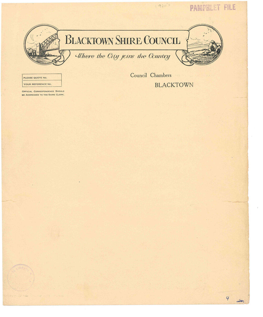 Blacktown Shire Council Brochure, 1931