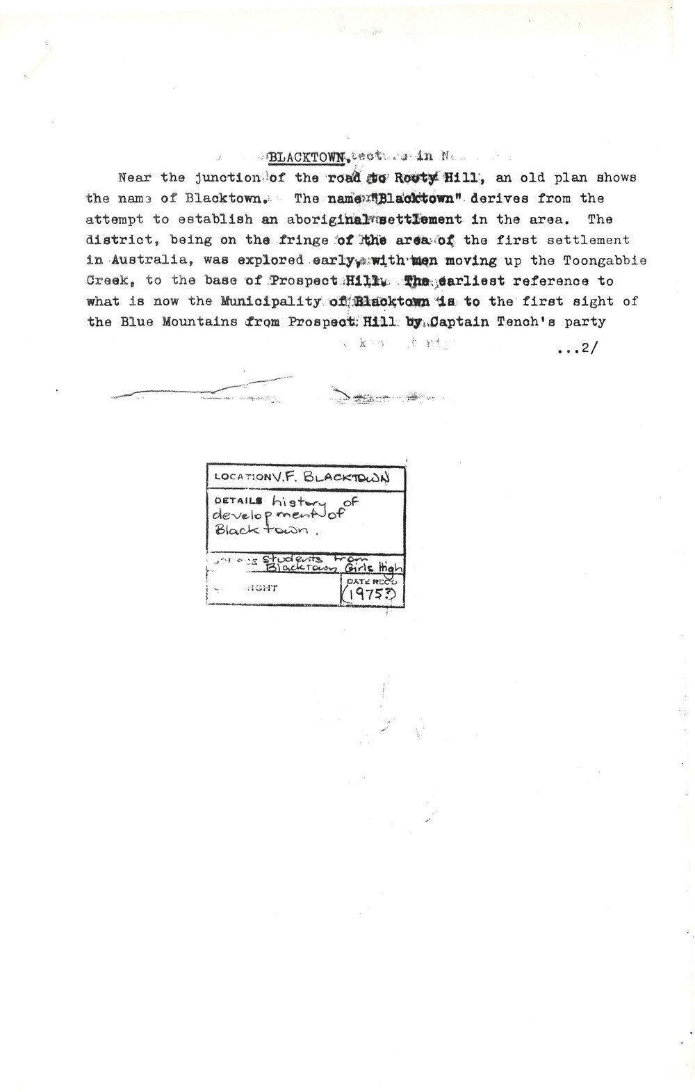 The History of Blacktown's Development, 1975