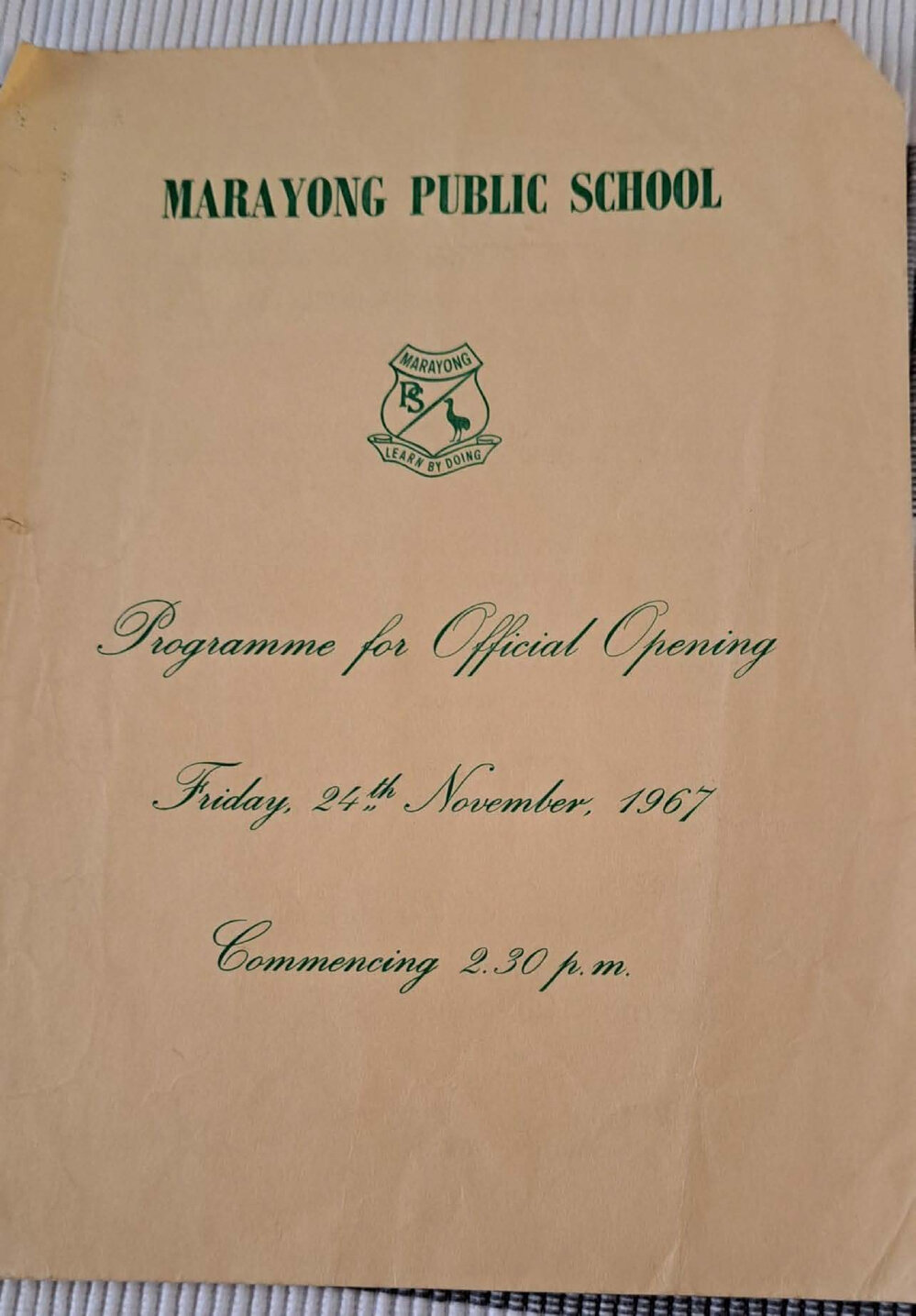 Marayong Public School Opening Programme, 1967