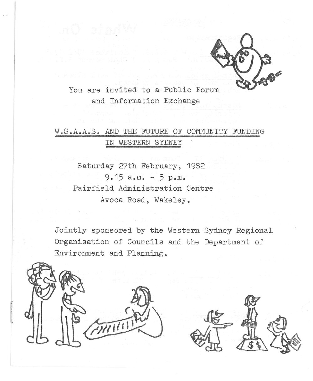 Western Sydney Area Assistance Scheme (WSAAS) and the Future of Community Funding in Western Sydney, 1982