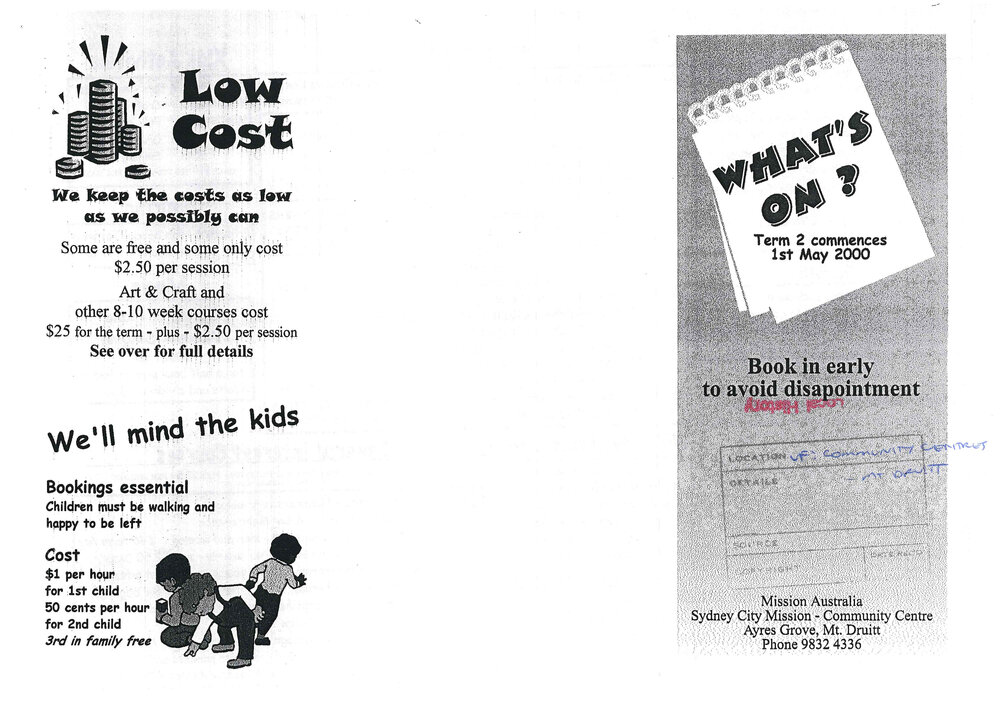 Mission Australia -Sydney City Mission Whats On, Term 2, 2000