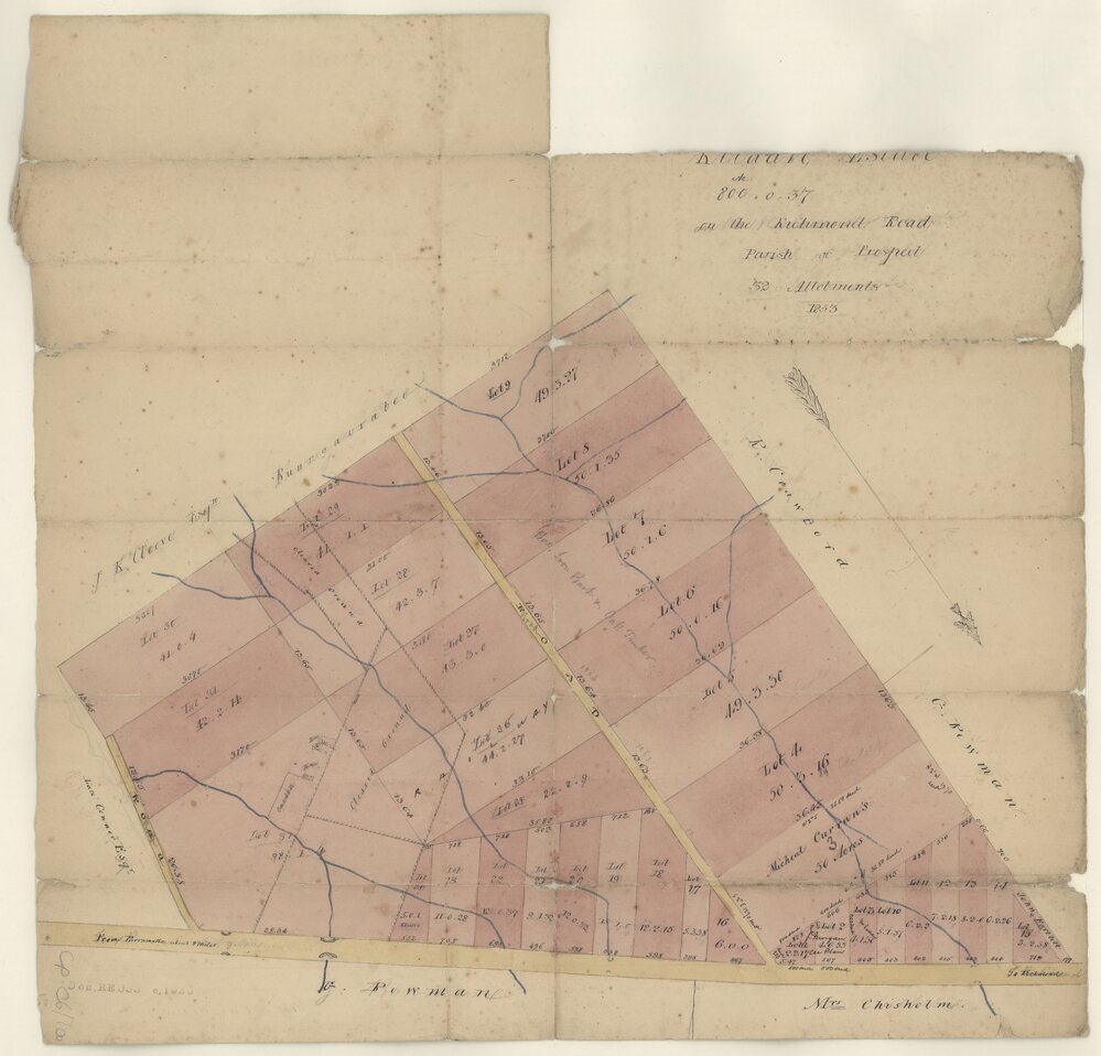 Estate on the Richmond Road (Believed to be the area developed as the St Kilda Estate in 1885), 1853