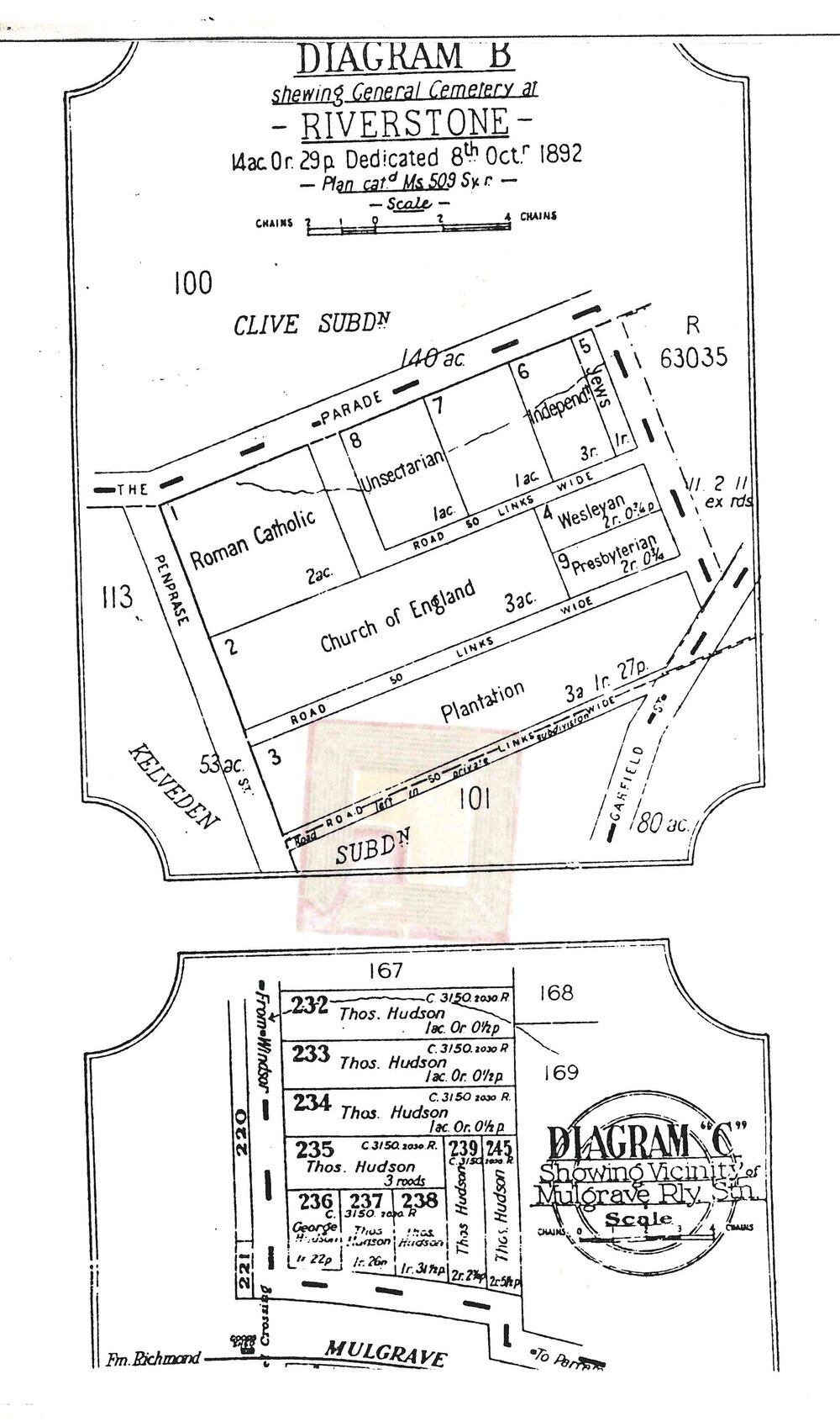 Riverstone Cemetery Plan, (date unknown)