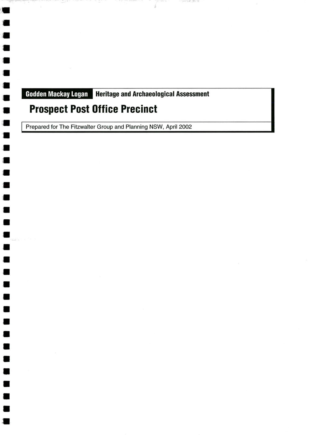  Prospect Post Office Precinct - Heritage &amp; Archaeological Assessment, 2002