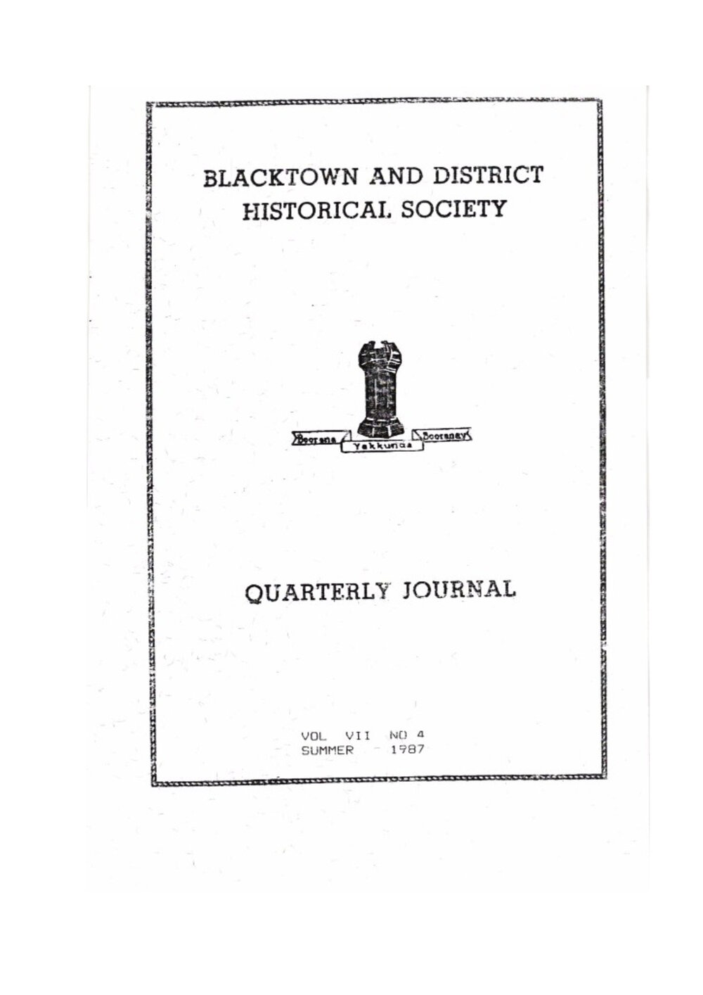Quarterly Journal, Summer 1987