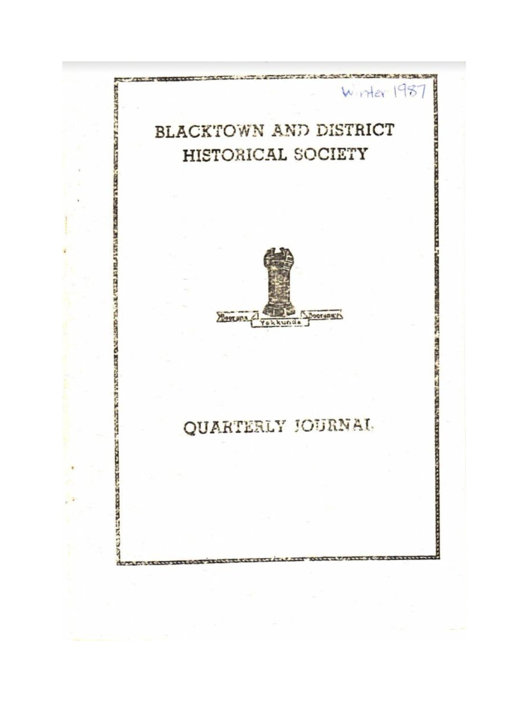 Quarterly Journal, Winter 1987