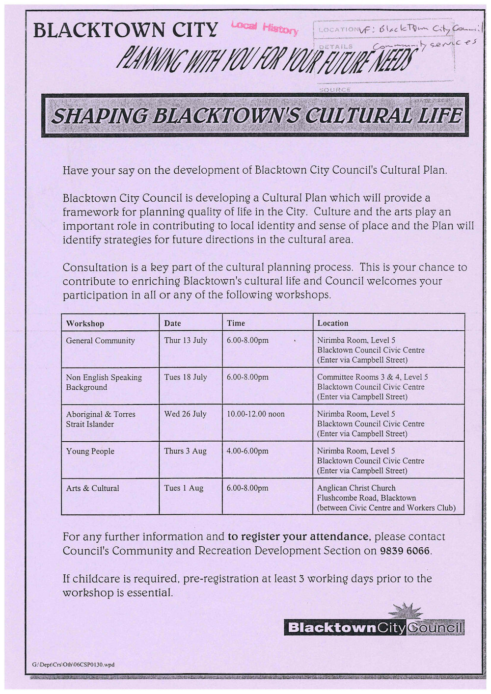Blacktown City - Shaping Blacktown's Cultural Life. 