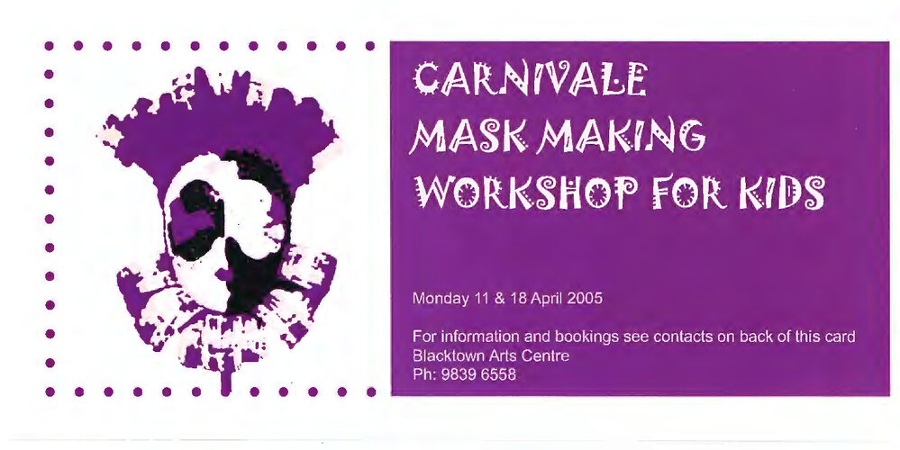 Carnivale Mask Making Workshop for Kids, 2005 