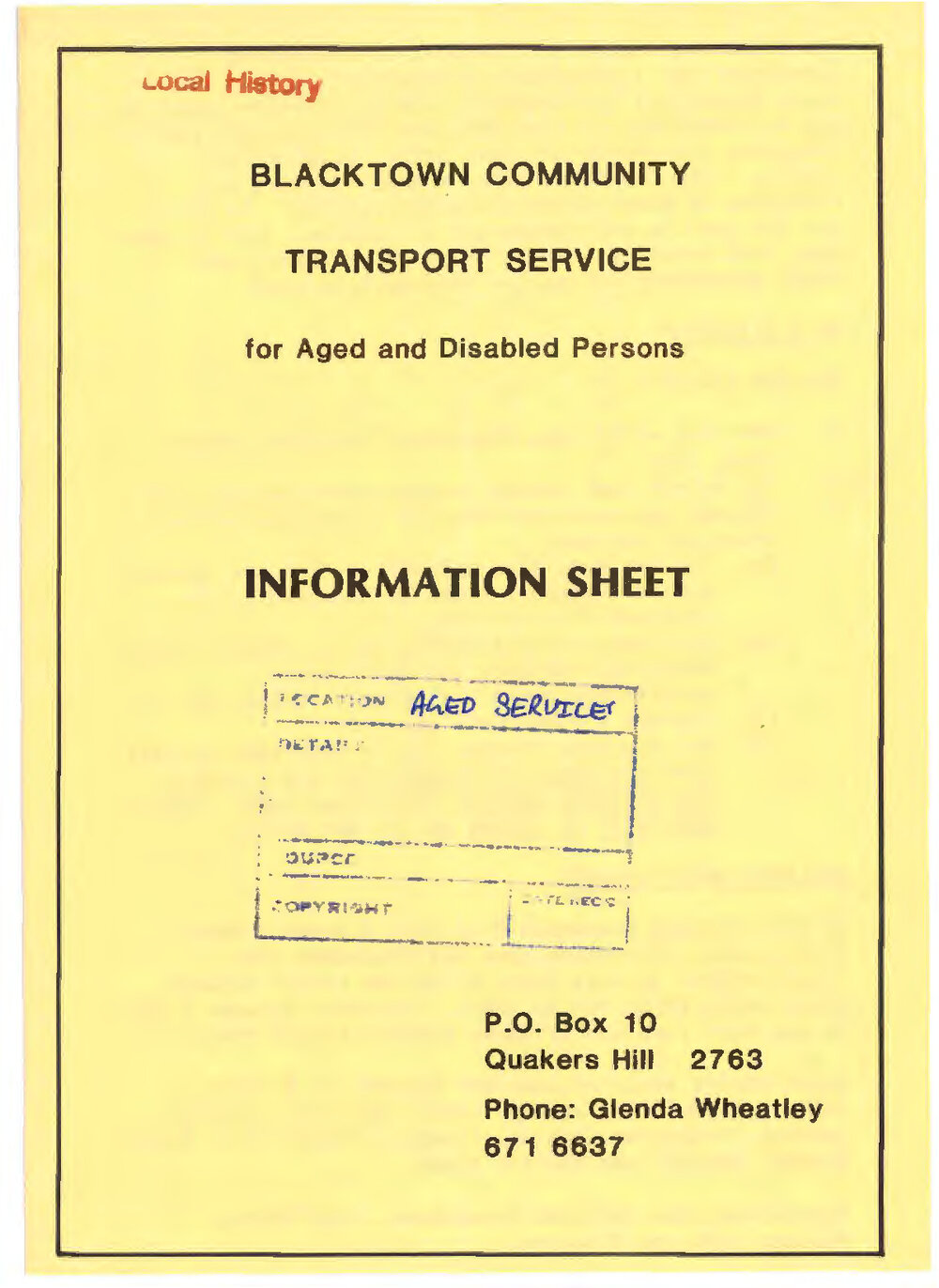 Blacktown Community Transport Service for Aged and Disabled Persons, c 1980s