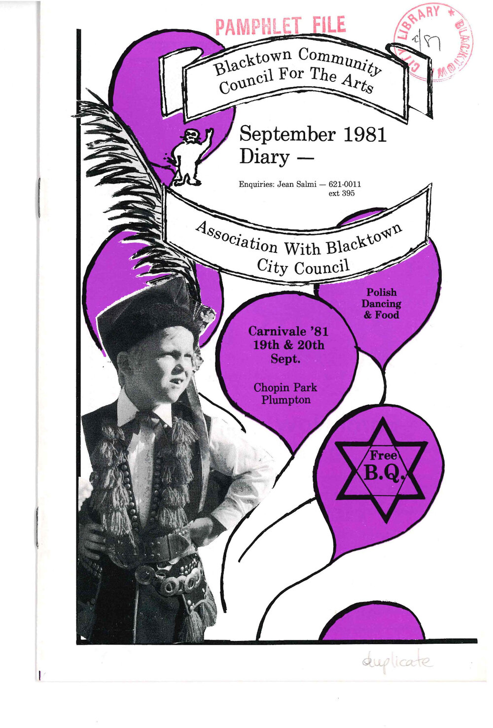 Blacktown Community Council For The Arts Diary, September 1981