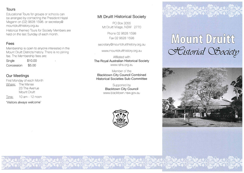 Mount Druitt Historical Society Pamphlet, n.d.