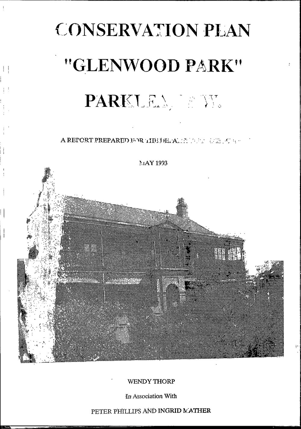 Conservation Plan "Glenwood Park", Parklea, 1993
