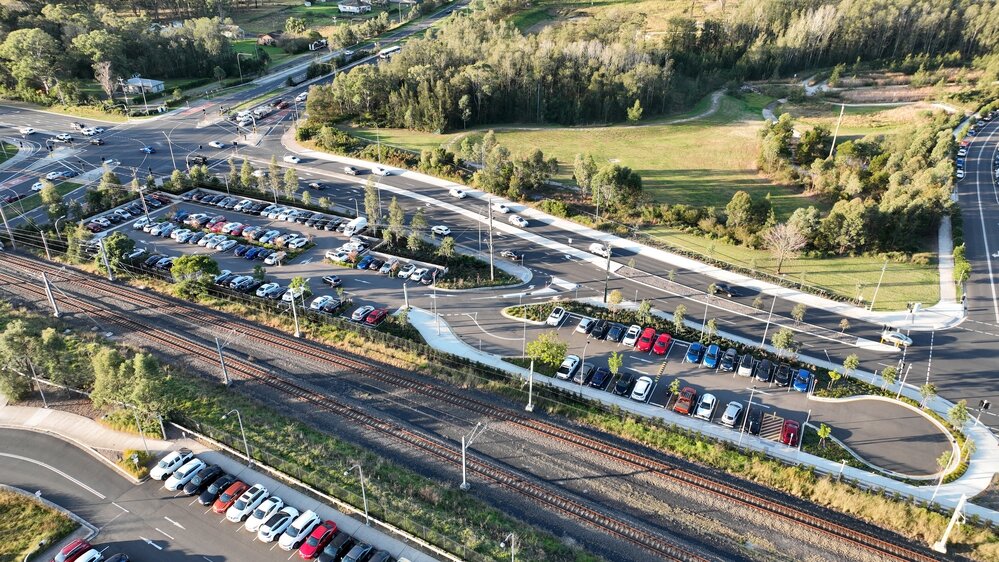 Aerial view of Schofields commuter car park