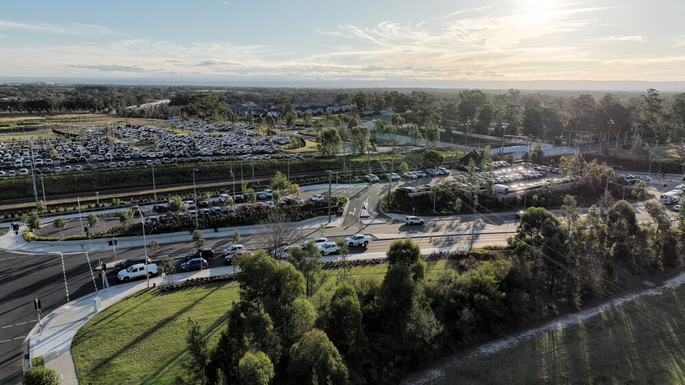 Aerial view of Schofields commuter car park