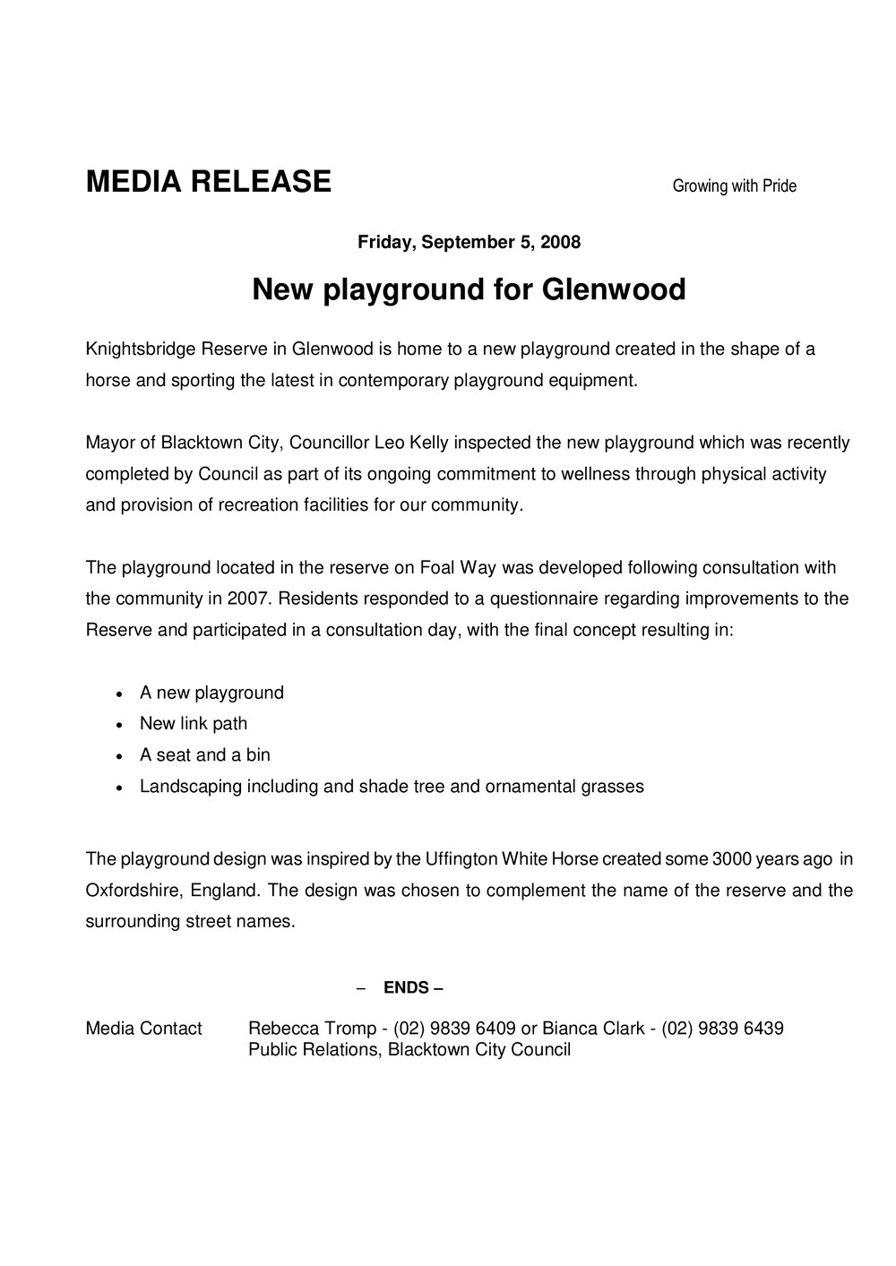 New Playground for Glenwood, 2008