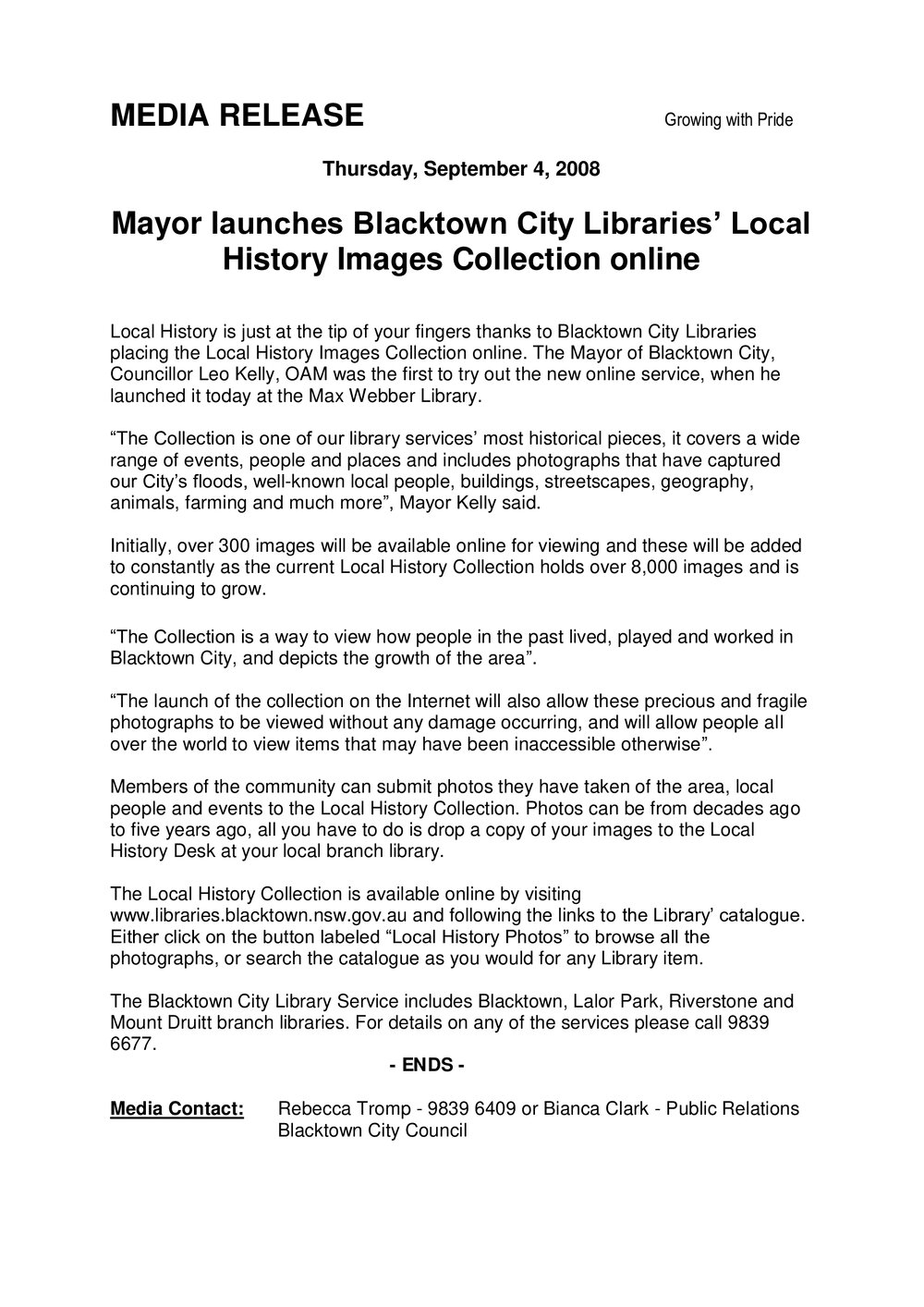 Blacktown City Libraries Local History Images Collection Launch, 2008