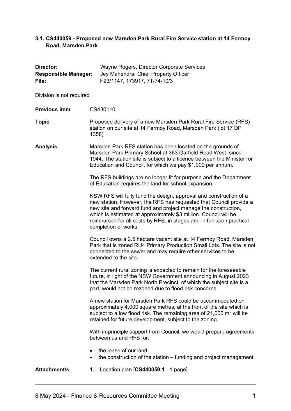 Proposed New Marsden Park Rural Fire Station, 2024