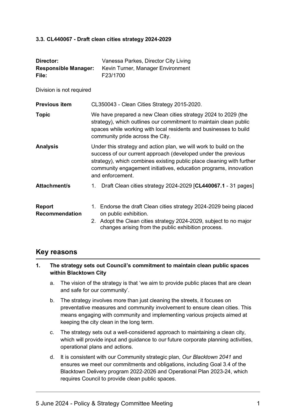 Blacktown City Council Clean Cities Strategy 2024-2029 DRAFT