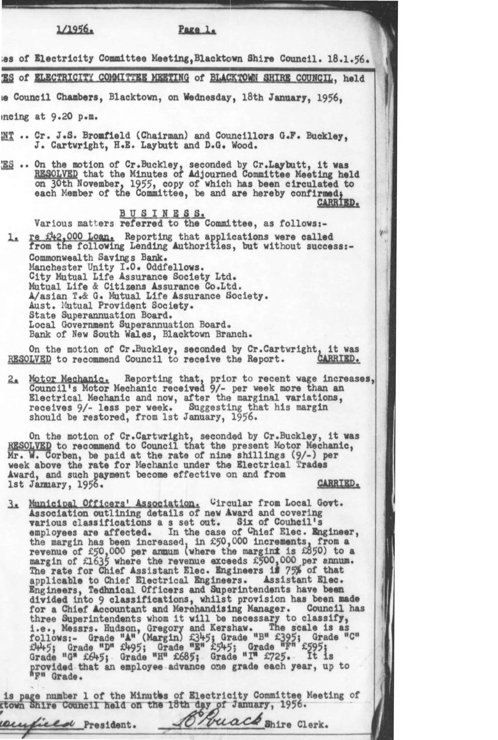 Blacktown Shire Council Minutes, Electricity Committee, 1956