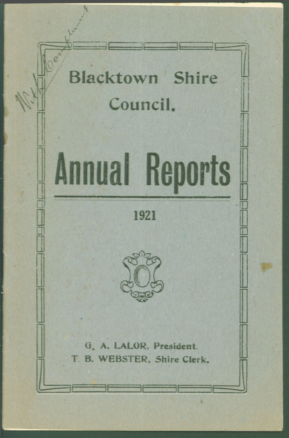 Blacktown Shire Council Annual Report, 1922