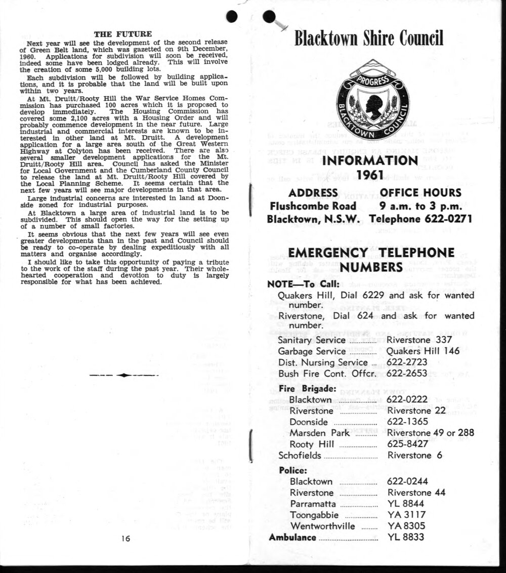Blacktown Shire Council Information booklet, 1961