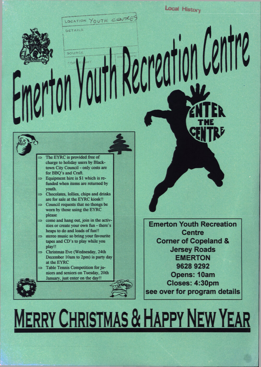 Emerton Youth Recreation Centre Program Dec 1997- Jan 1998