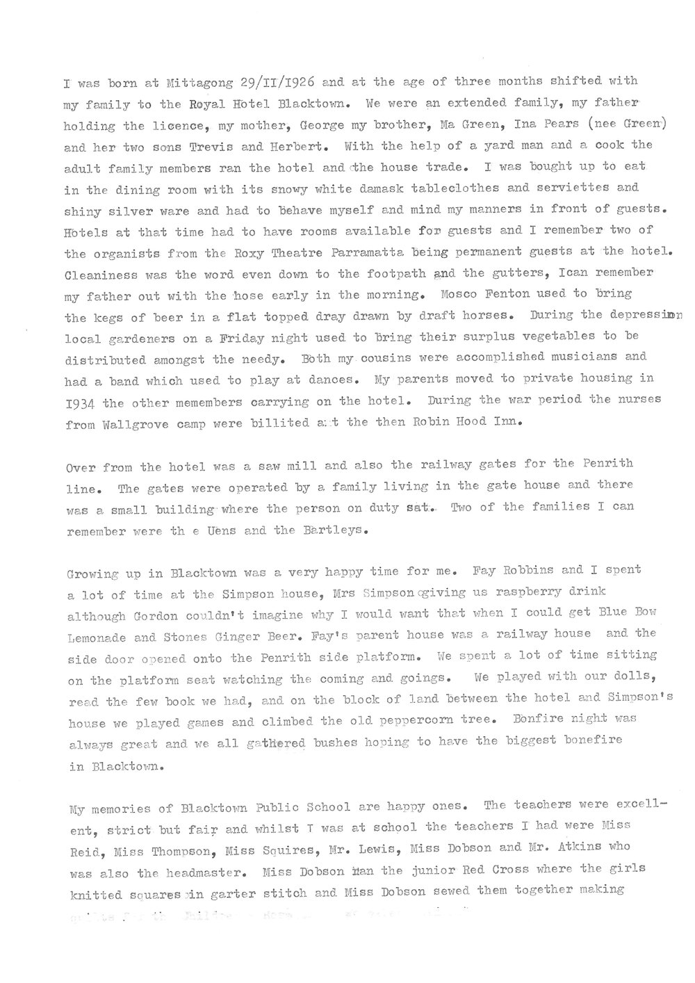 Recollections about Blacktown - Lurline Simpson, 1995