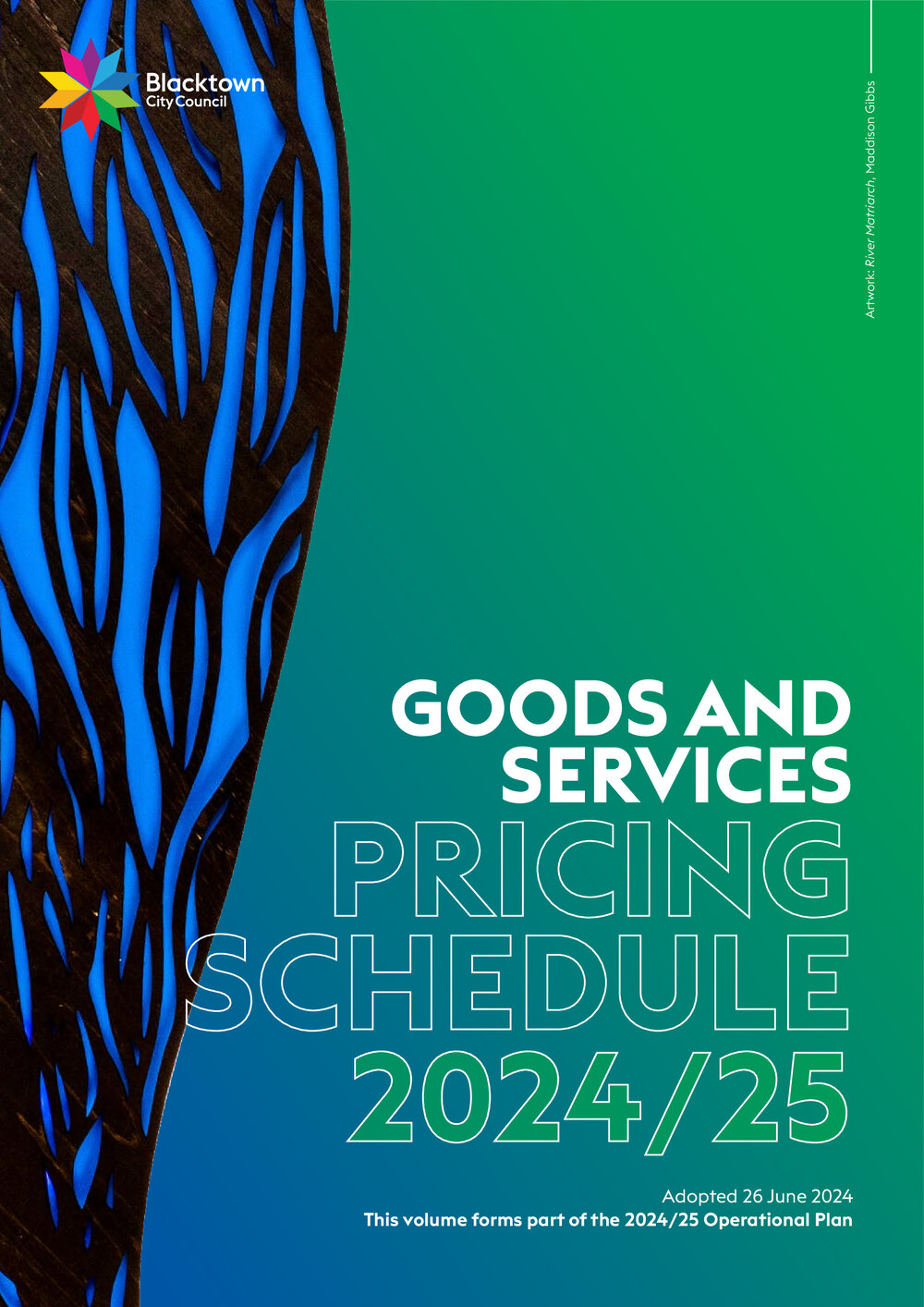 Blacktown City Council Goods and Services Pricing Schedule, 2024-2025