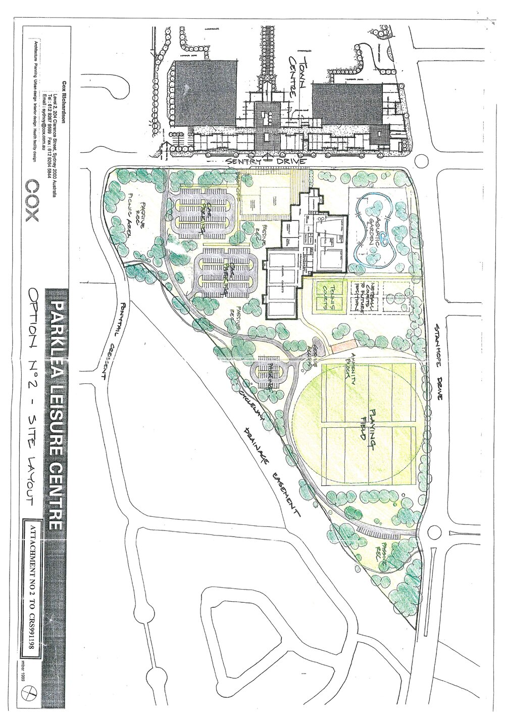 Option No 2 - Site Layout, Parklea Leisure Centre, Stanhope Gardens, 1999