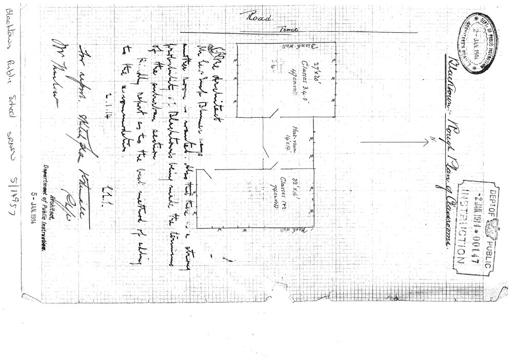 Rough Plan of Classrooms, Blacktown Public School, 1914