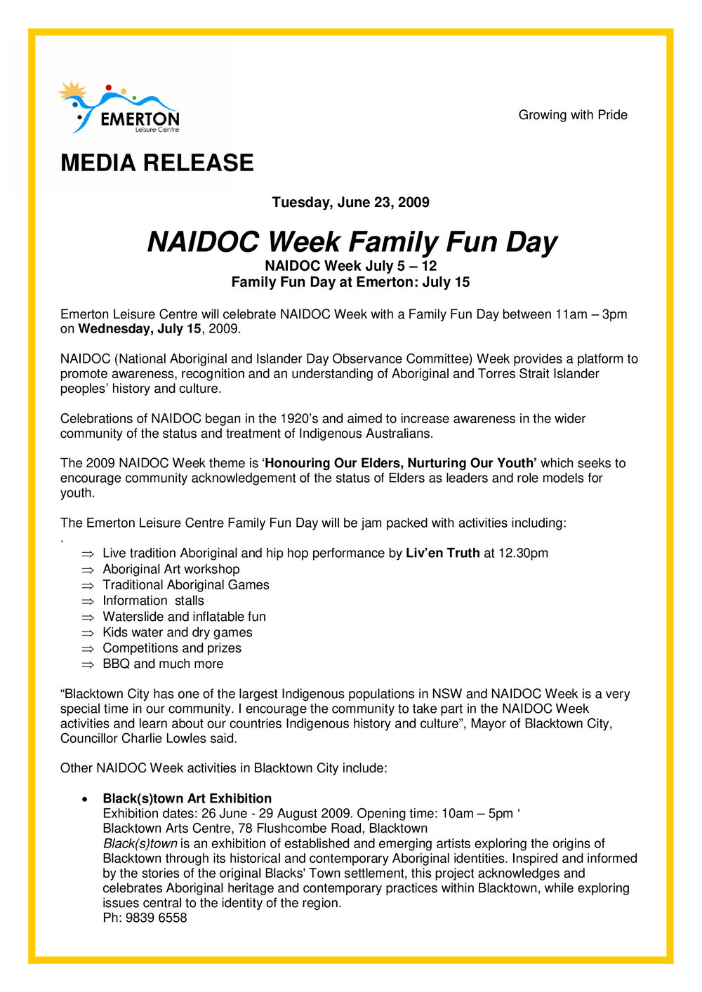 NAIDOC Week Family Fun Day, 2009 