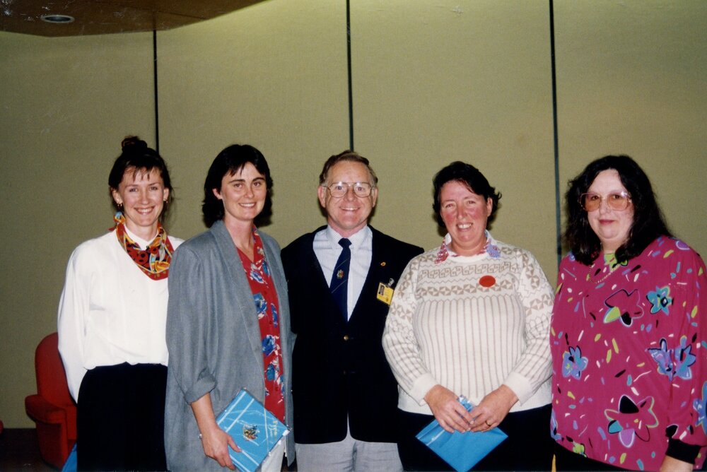 Cr Jim Anderson with unknown group