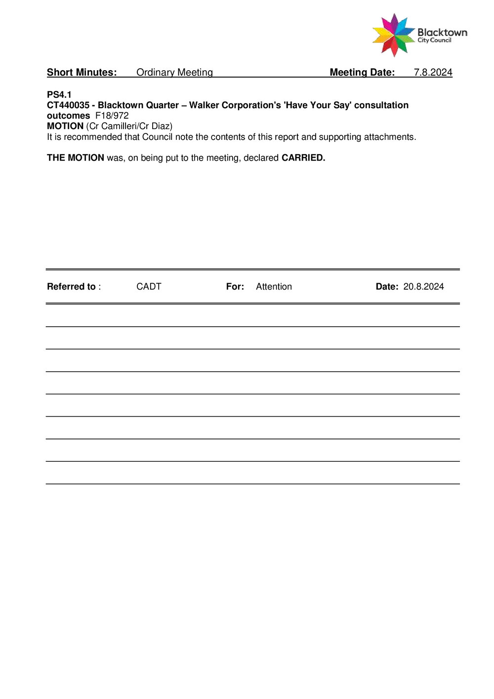 Blacktown Quarter - Walker Corporation's Have Your Say consultation outcomes 