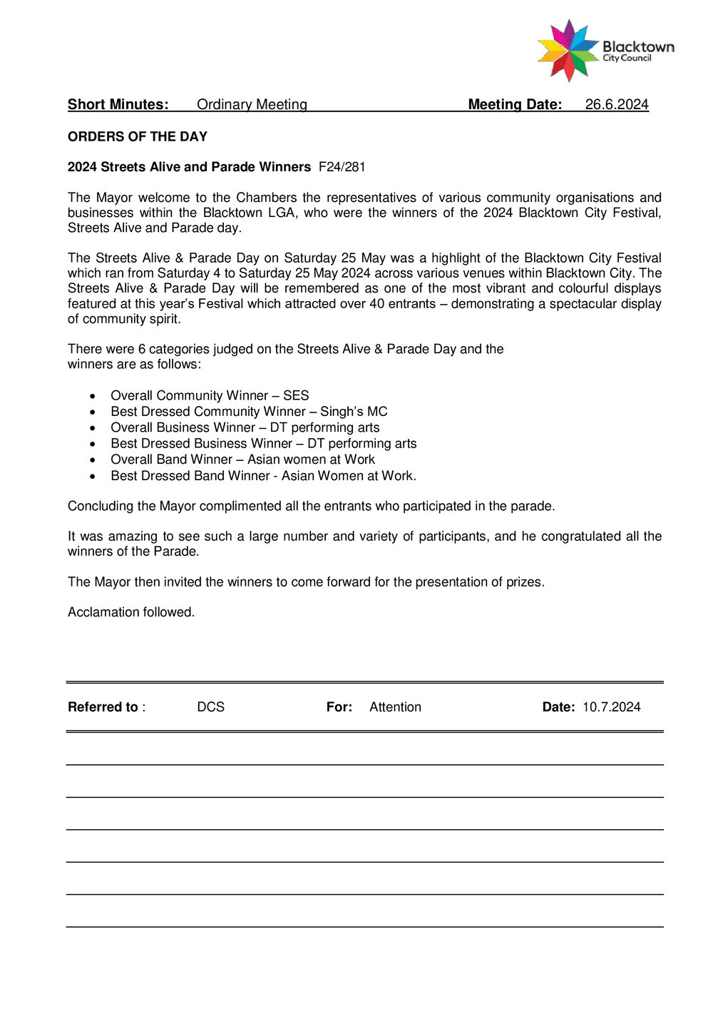 2024 Streets Alive and Parade Winners