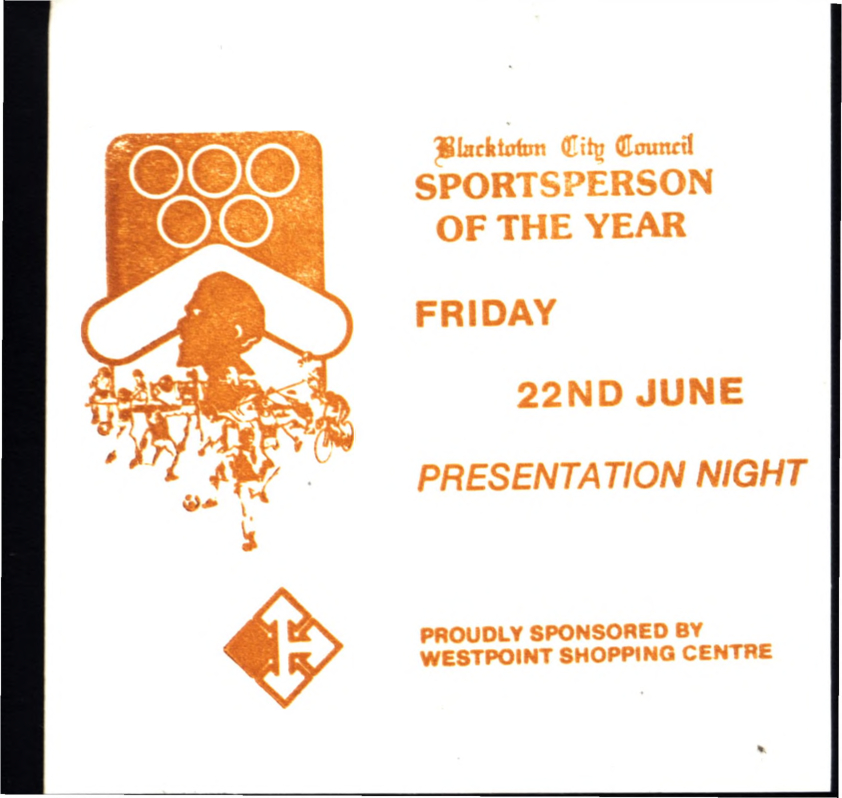 Blacktown City Sportsperson of the Year Ticket, 1984