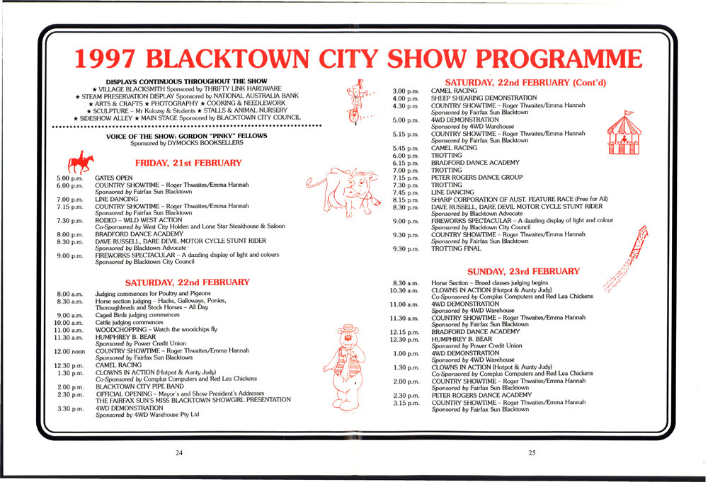 74th Blacktown City Show Programme, 1997