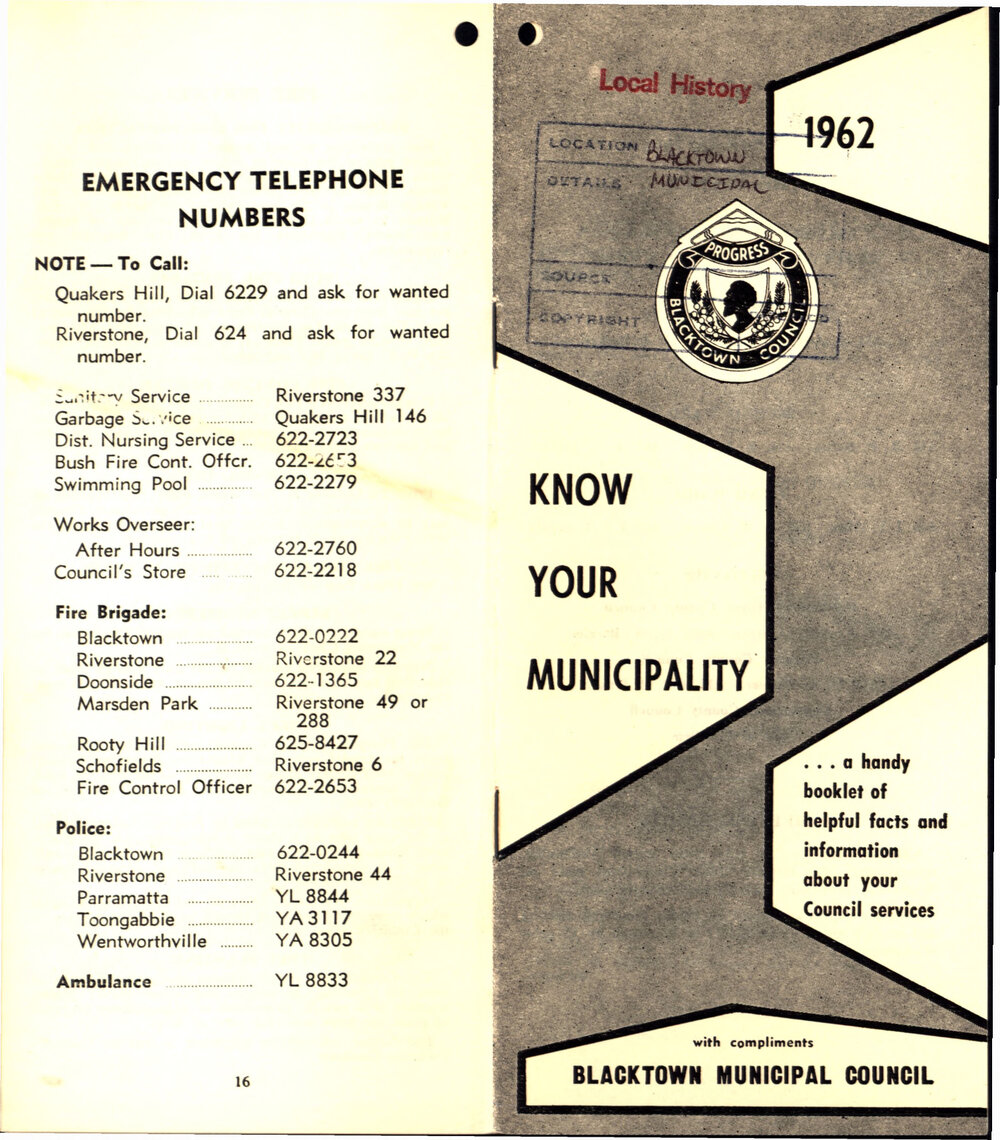 Blacktown Municipal Council Information Booklet, 1962