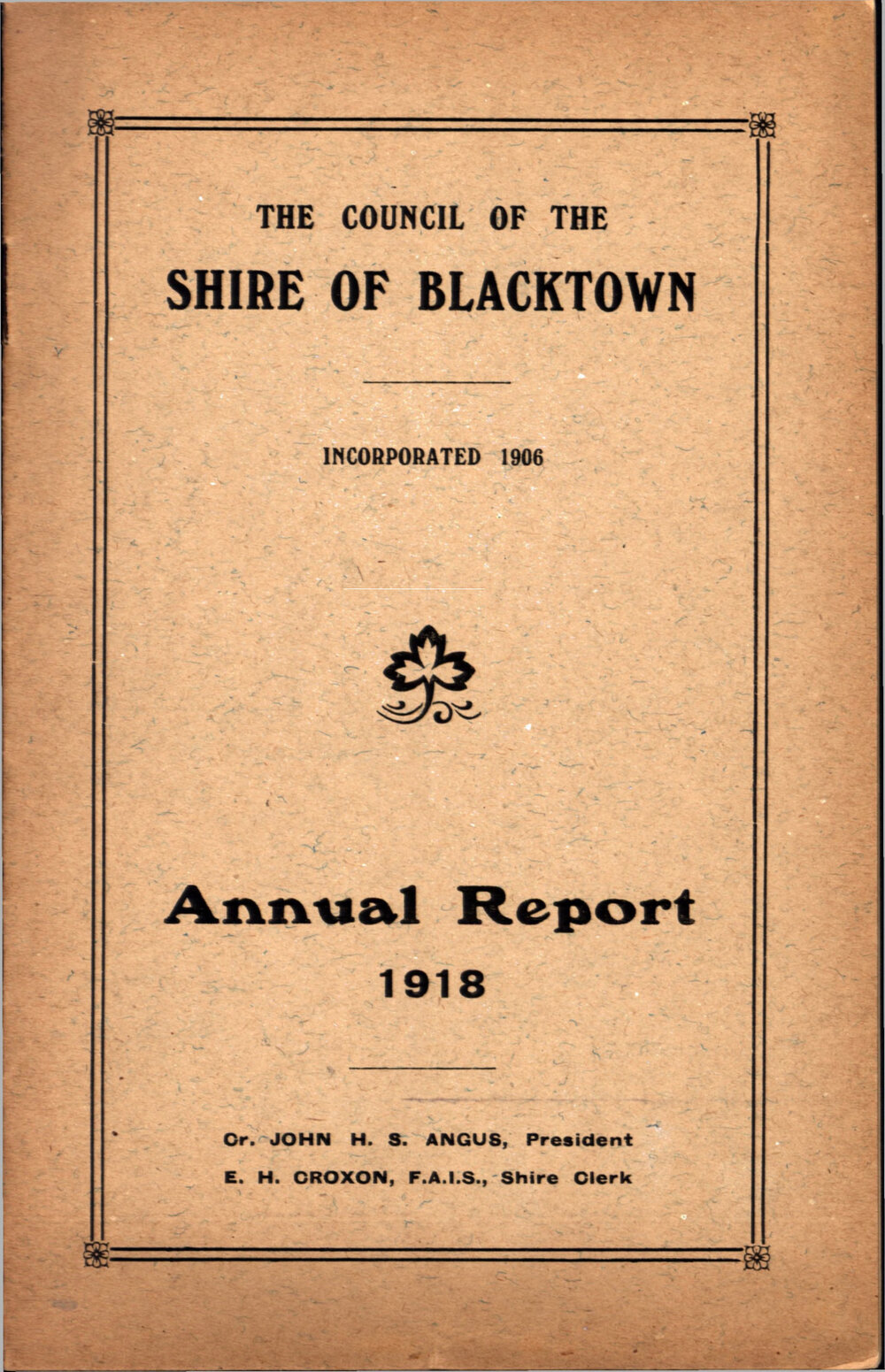 Blacktown Shire Council Annual Report, 1918