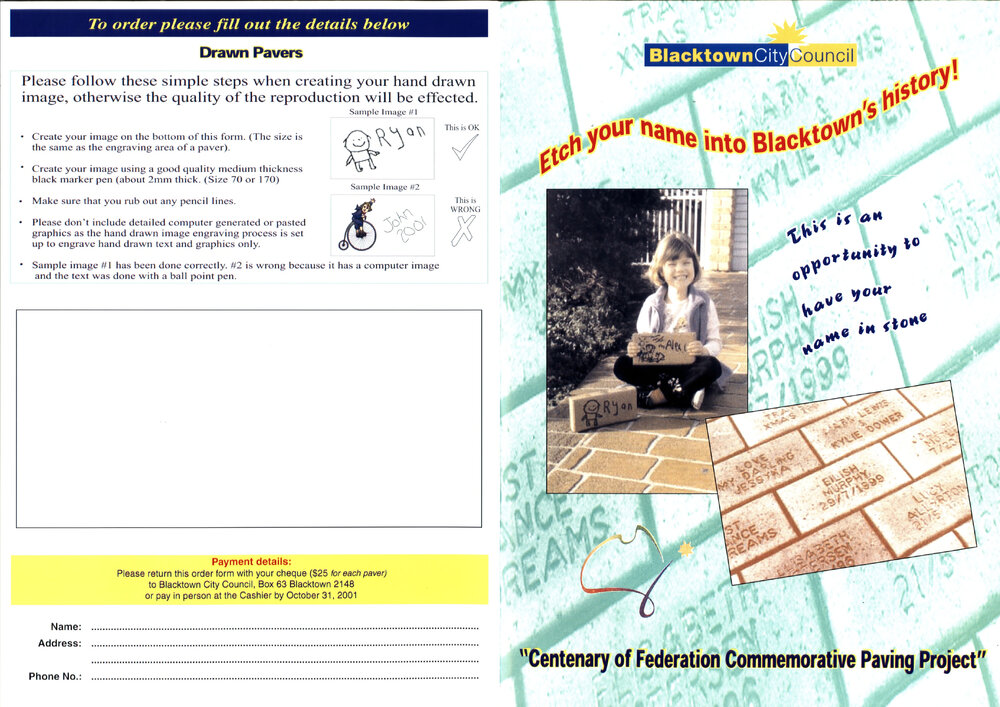 Centenary of Federation Commemorative Paving Project, 2001