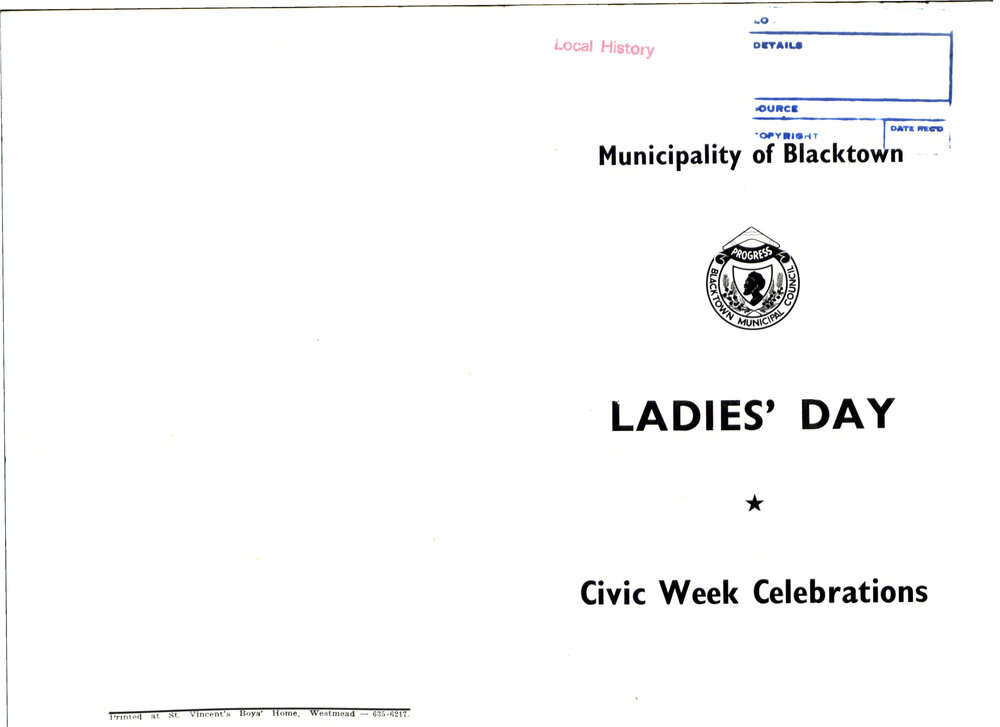 Blacktown Municipal Council Ladies' Day Civic Week Celebrations, ?1962