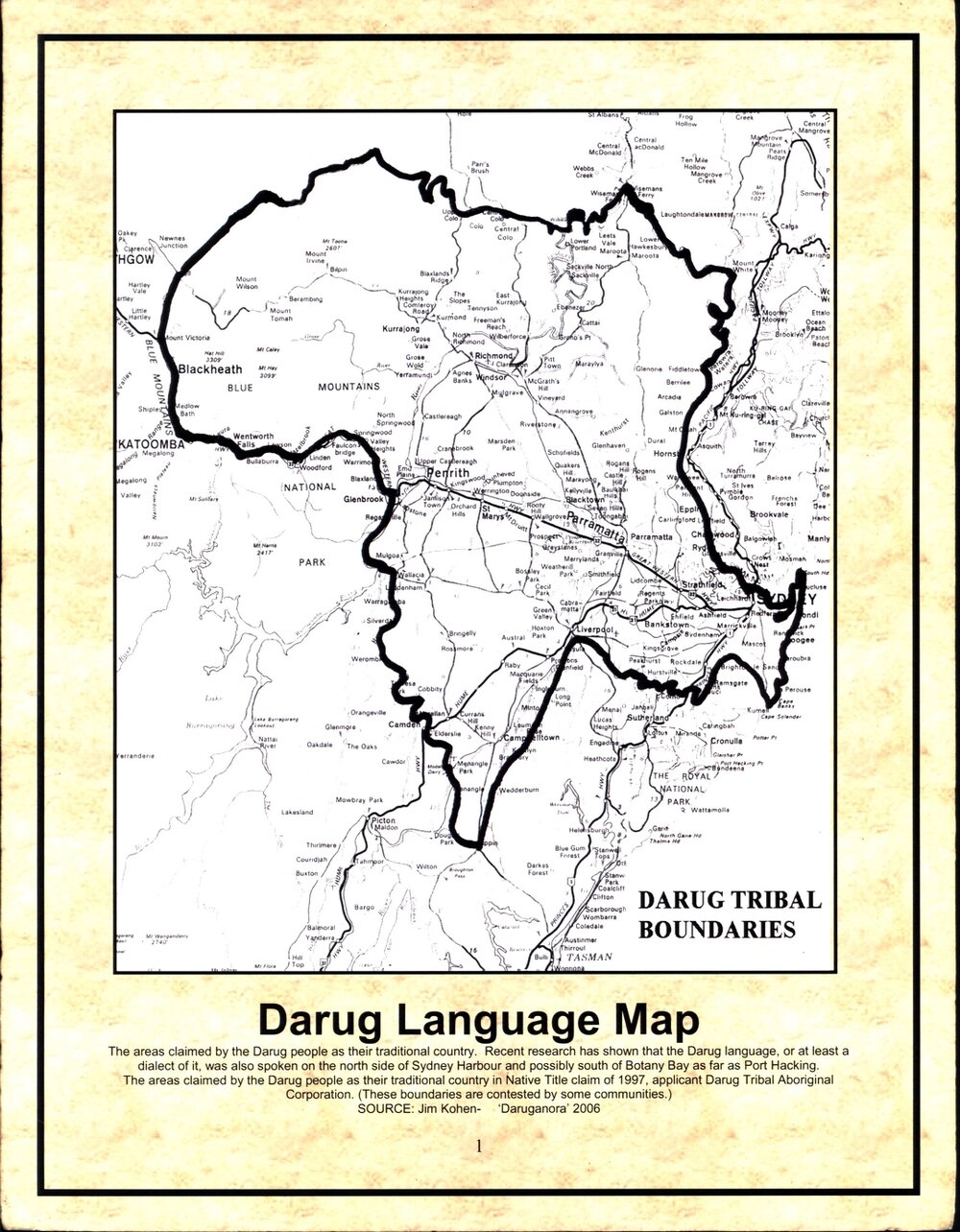 Darug (Dharug) Language Map