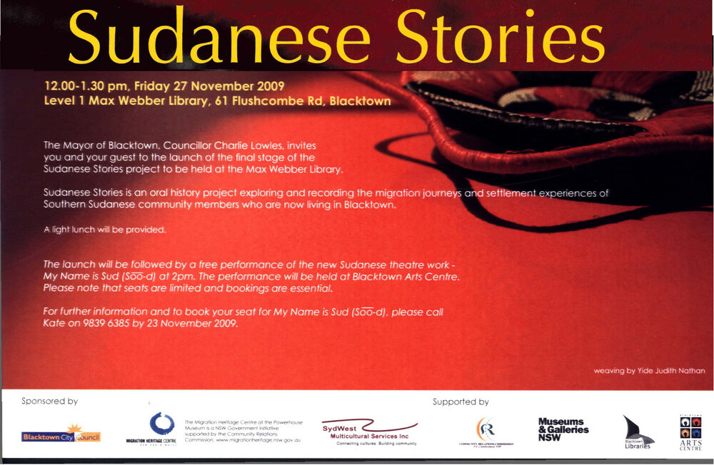 Sudanese Stories Launch Invitation, 2009