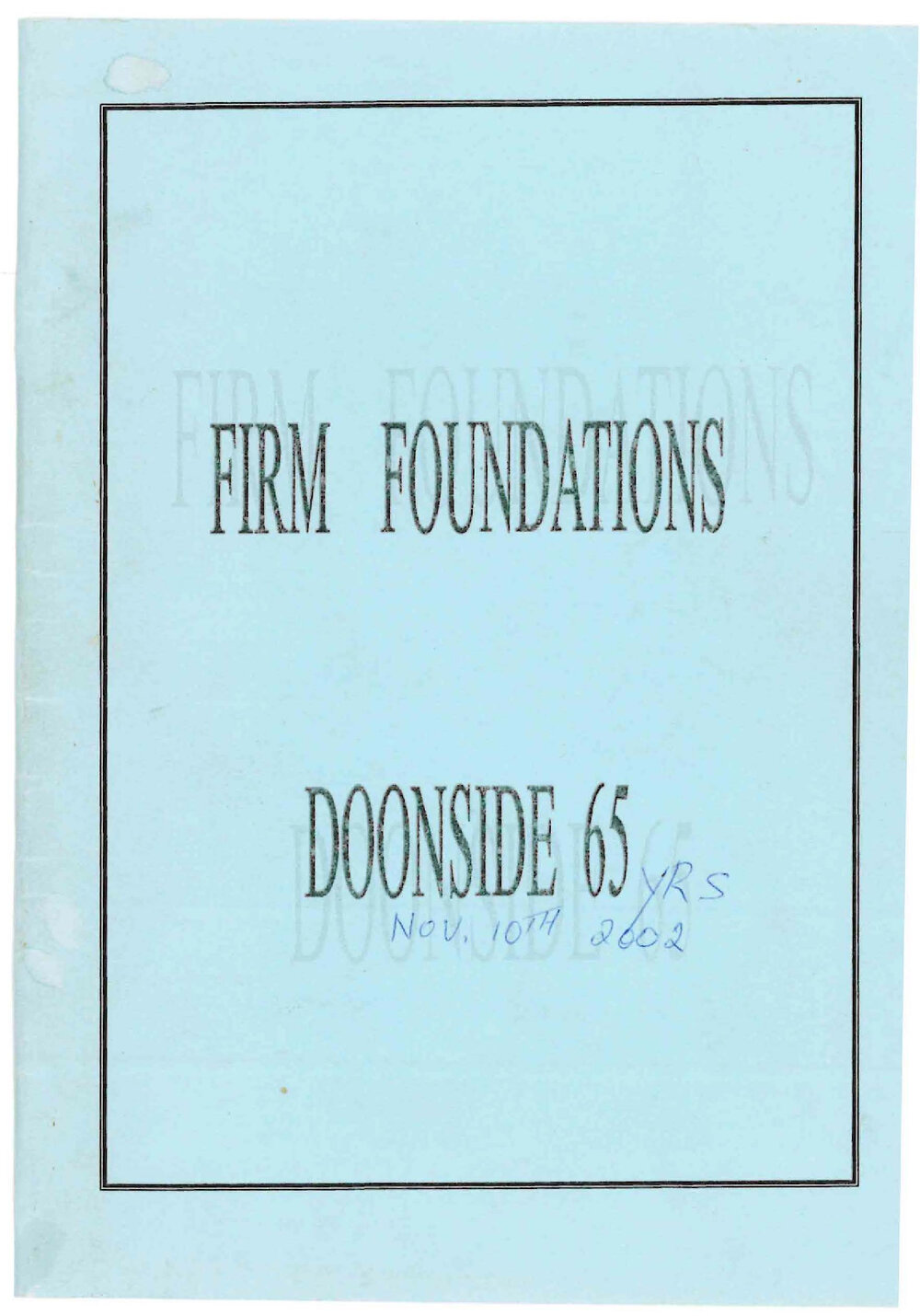 Firm Foundations, Church of Christ Doonside 65th Anniversary, 2002