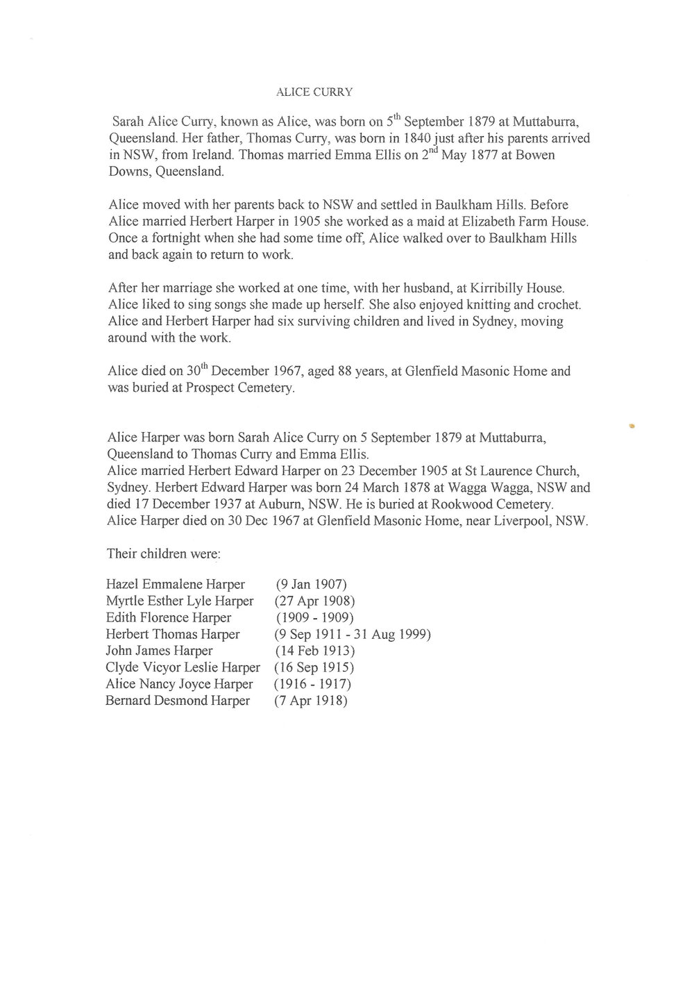 Sarah Alice Curry Biography 