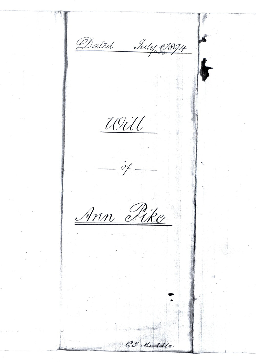Ann Pike - Will &amp; Probate, 1894