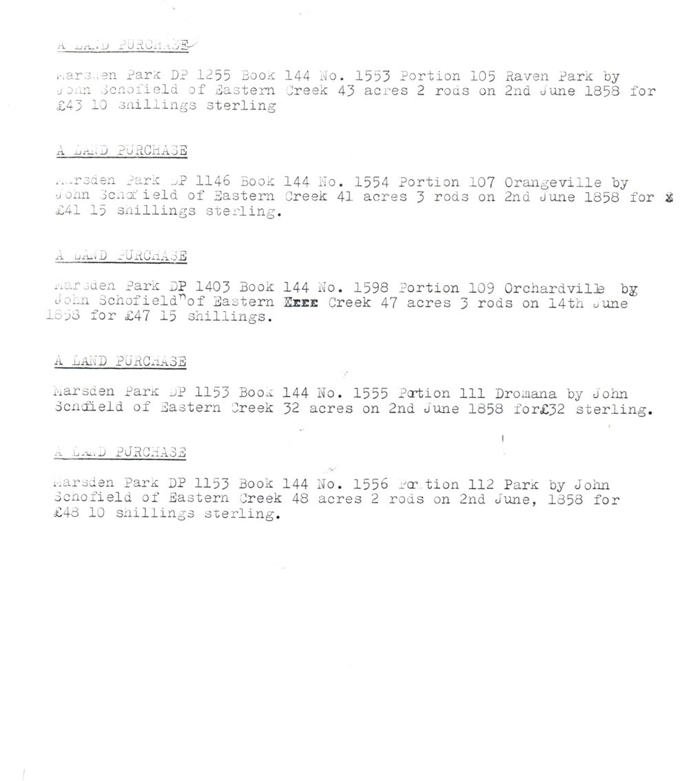 Marsden Park Land Purchases by John Schofield