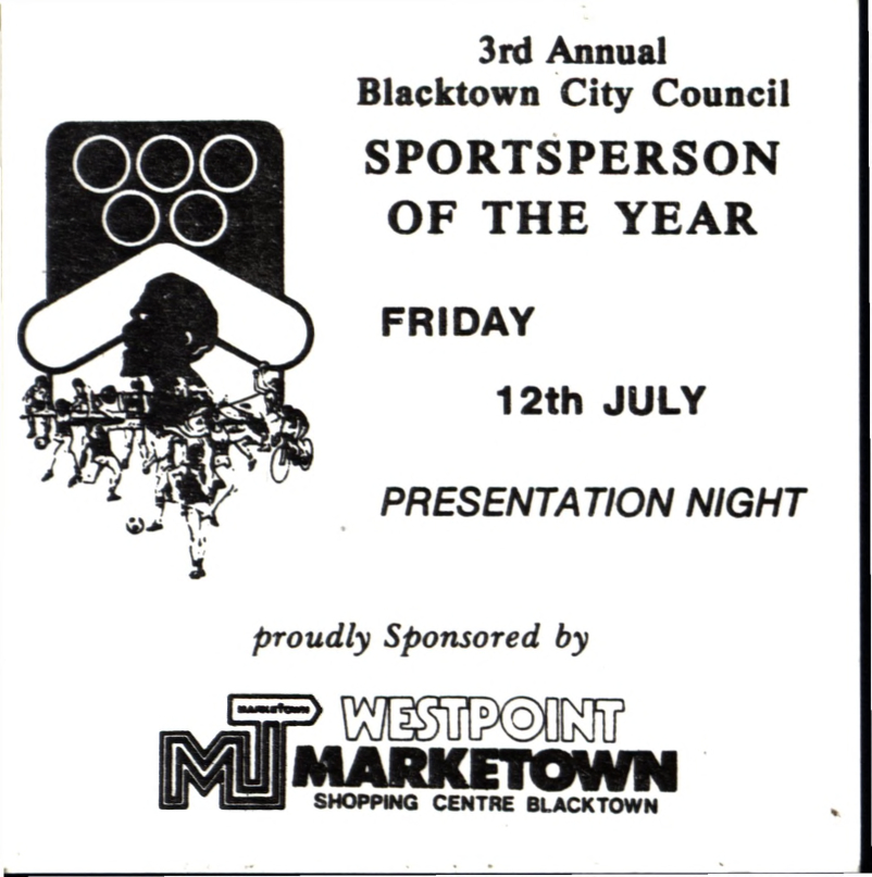 3rd Annual Blacktown City Sportsperson of the Year, 1985 