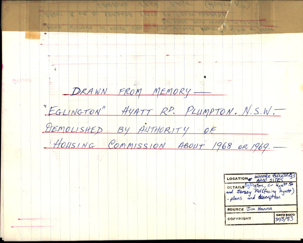 Plans of "Eglington", Hyatt Road Plumpton, c1983