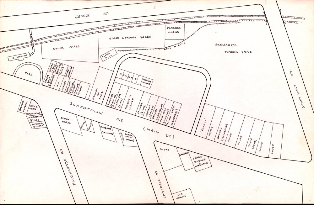 Hand Drawn Map of Blacktown, c1930s